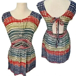 Angie Backless Abstract Backless Dress w/ pockets